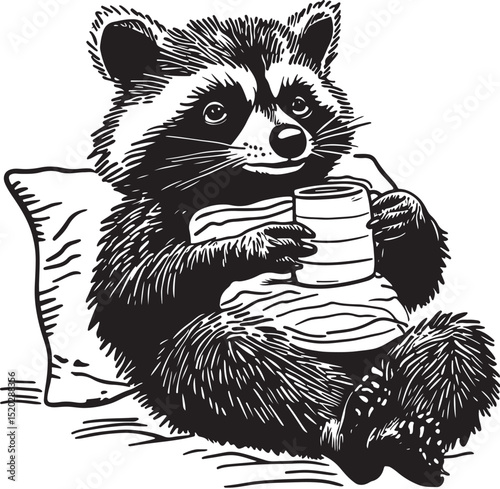 vector illustration of cartoon Raccoon