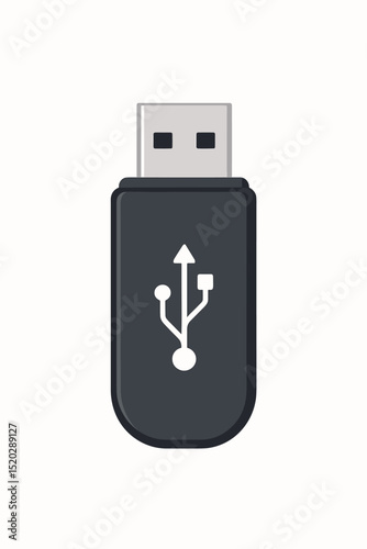 Modern USB Flash Drive Vector Icon: Essential Data Storage Device for Digital Information, Portable Memory, and Computer Connectivity. Universal Serial Bus Symbol