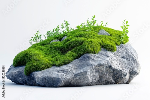 Exotic Moss and Rock Garden. Serene, Natural Beauty in a Lush Botanical Landscape