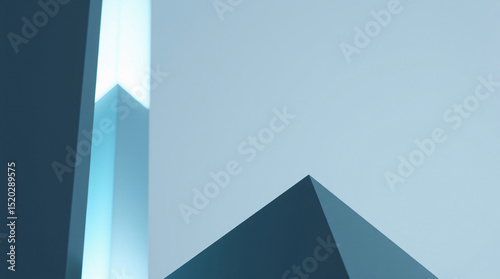 Modern monolithic building in a serene, foggy landscape.