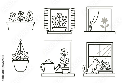 Table setting outline icons set – dining, meal and decor-related symbols