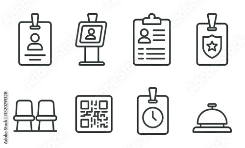 Cybersecurity outline icons set – data protection, network security, privacy symbols