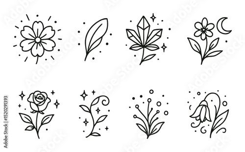 Endangered trees line icons set – outline, simple and conservation symbols