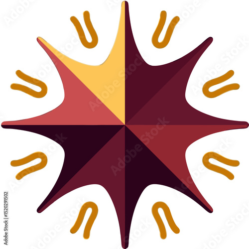 Abstract Starburst Design with Geometric Shapes and Curved Accents