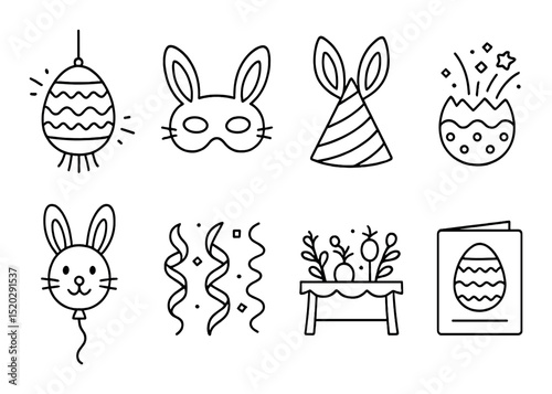 Easter silhouette icons set – minimalist, spring and holiday symbols