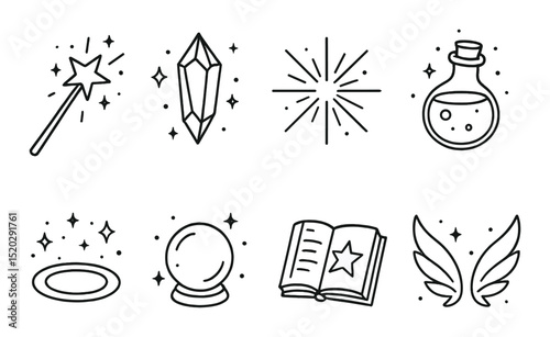 Space and astronomy line icons set – cosmic, galaxy, and celestial symbols