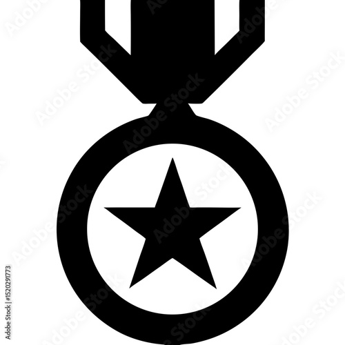 Black Silhouette of a Medal with a Star