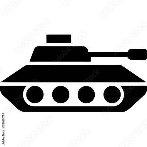 Black silhouette of a tank with a long barrel and four wheels