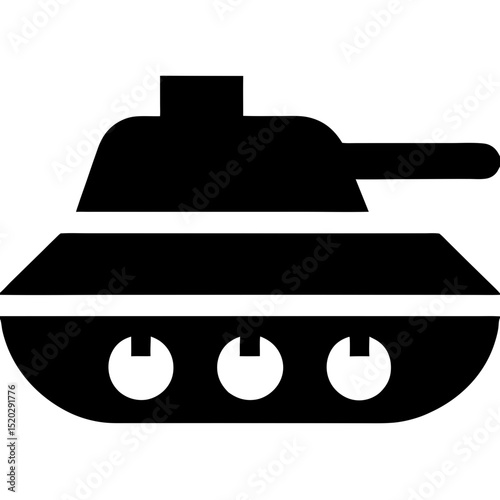 Black silhouette of a tank with a cannon