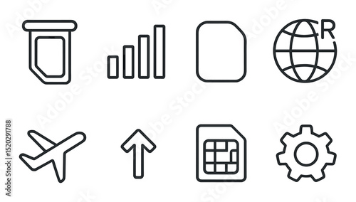 Navigation tools outline icons set – map, compass and route symbols in simple design