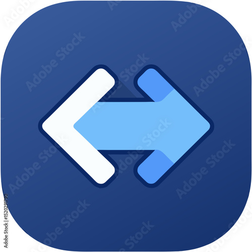 Blue and White Reversible Arrow Icon Directional Symbol