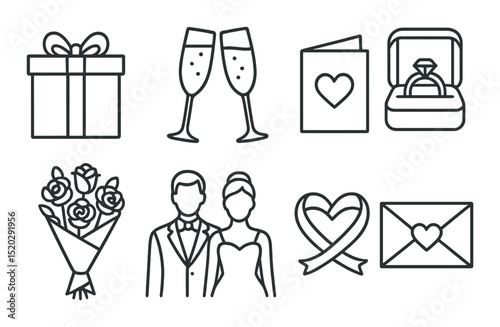 Corporate gift linear icons set – sleek, modern and professional office symbols
