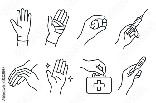 Safety silhouette icons set – protection, warning and hazard alert symbols