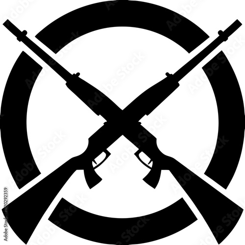 Crossed Shotguns Silhouette within a Circle Design