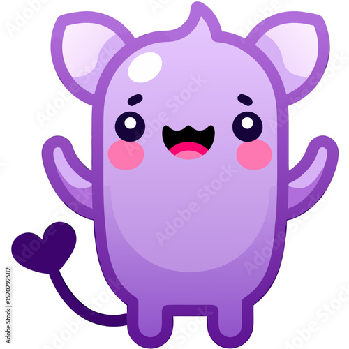 Cute Cartoon Monster with Heart Tail and Happy Expression