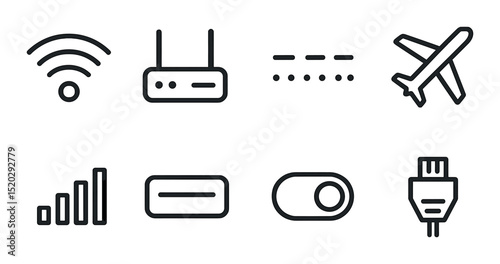 Notification settings outline icons set - alerts, bell and sound symbols collection