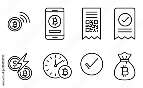 Crypto security icons set in line style – simple cybersecurity and privacy symbols