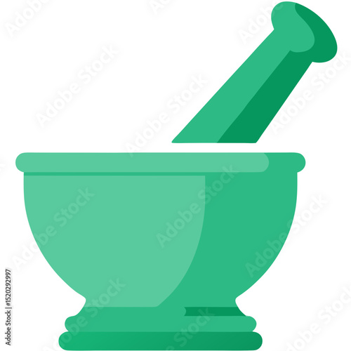 Green Mortar and Pestle Illustration for Pharmacy or Cooking