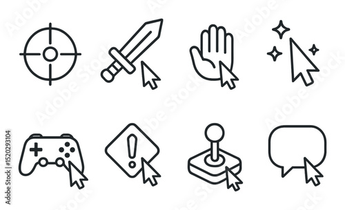 Creative cursor outline icons set – linear, simple and minimalist design elements