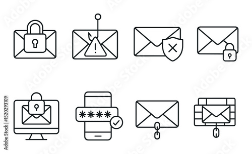 Finance document outline icons set – linear, simple and business symbols