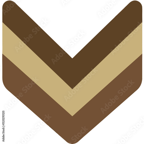 Military Chevron Rank Insignia with Two Stripes in Brown and Tan
