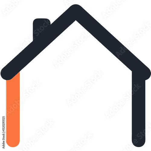 Minimalist House Outline with Orange Support and Dark Roof