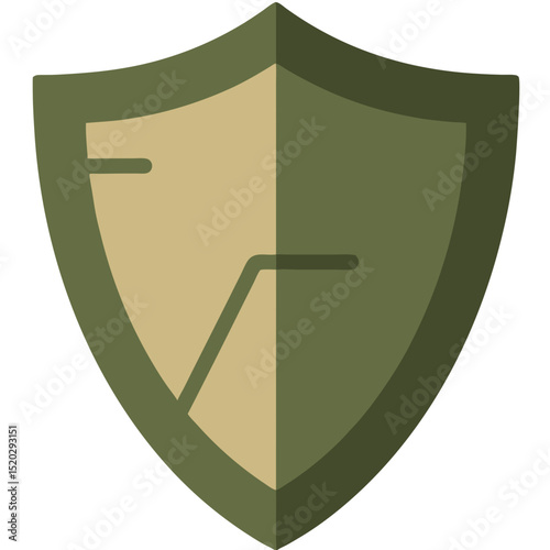 Olive Green Shield with Abstract Clock Hands Icon