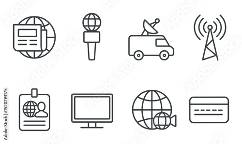 Finance and banking icons set – outline, monetary, economic symbols for business use