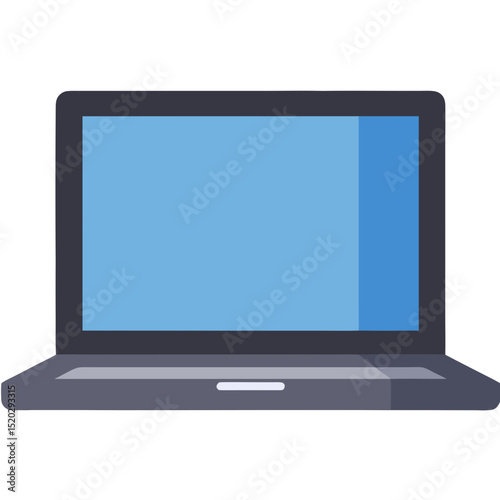 Simple Flat Design Laptop Computer with Blue Screen
