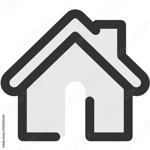 Simple House Icon with Rounded Edges and Dark Outline