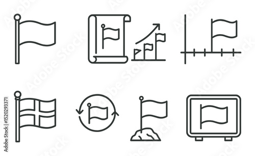 Business and office linear icons set – outline, professional and corporate symbols