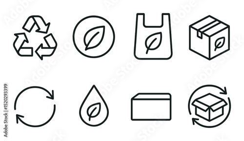 Climate activism linear icons set – outline, environmental and protest symbols