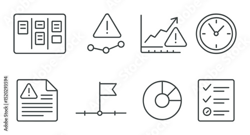 Crisis response linear icons set – emergency, incident management and safety symbols