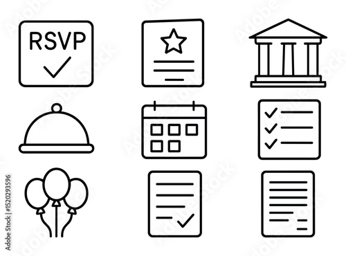 Security and verification outline icons set – protection, authentication symbols collection