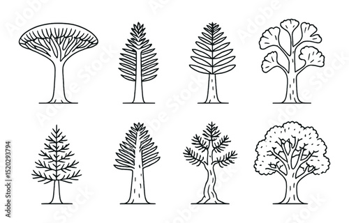 Risk assessment silhouette icons set – linear, analysis and evaluation symbols