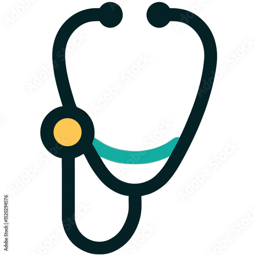 Stylized Stethoscope Icon with Teal and Yellow Accents