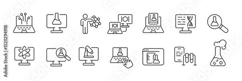 Science and technology line icons for innovative digital projects