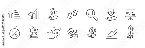 Business growth and financial success icon set for digital design