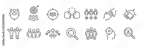 Teamwork and collaboration icons for business and communication design