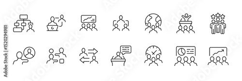 Business communication and teamwork icon set for presentation design