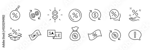 Collection of discount and sale icons for marketing and promotions