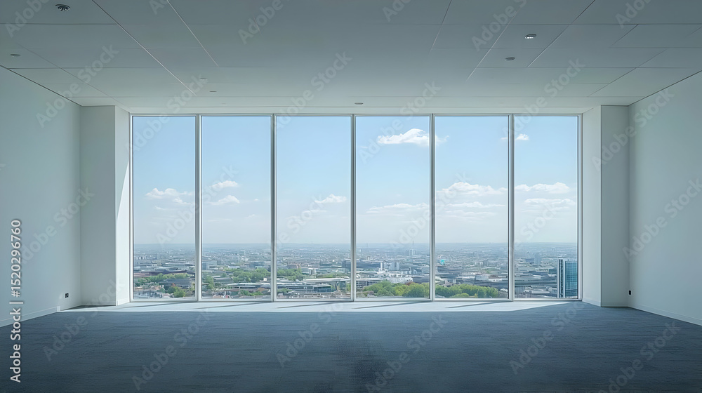 Obraz premium Empty Modern Office Space With Panoramic City View