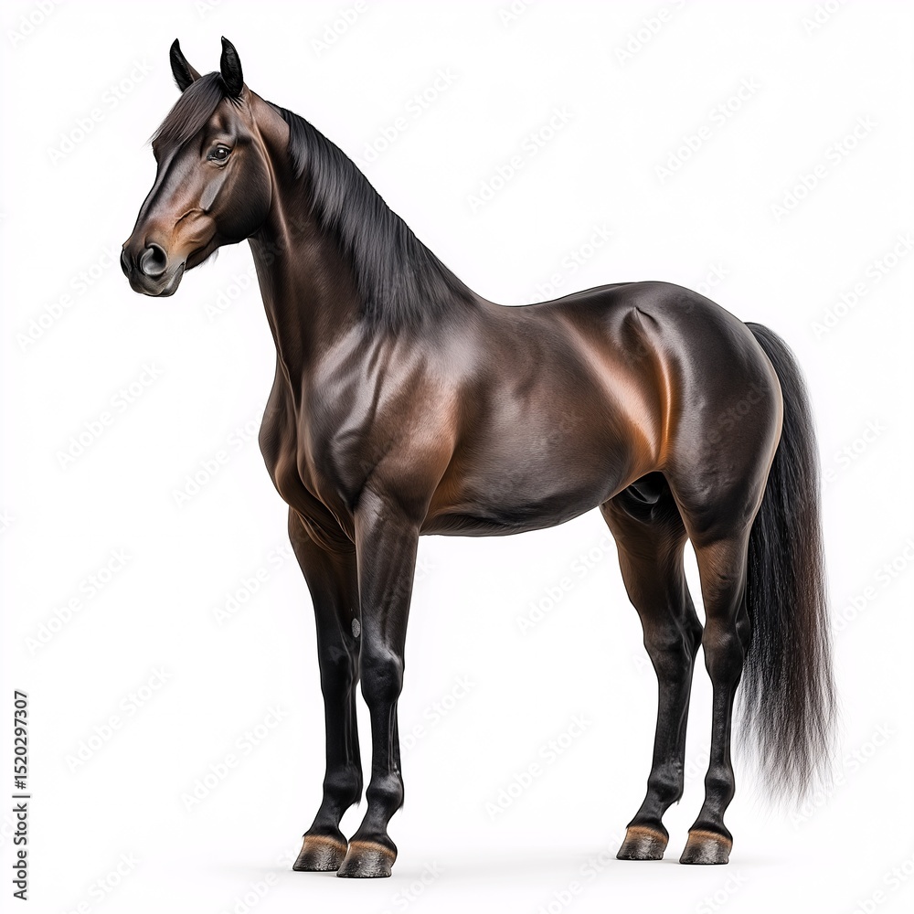 Obraz premium Majestic Black Stallion with Elegant Posture in Equestrian Sport and Southern Agriculture Horse Portrait
