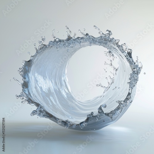 Beautiful Refreshing Water Splash. Clean Fluid Motion with Transparent Droplets and Natural Waves