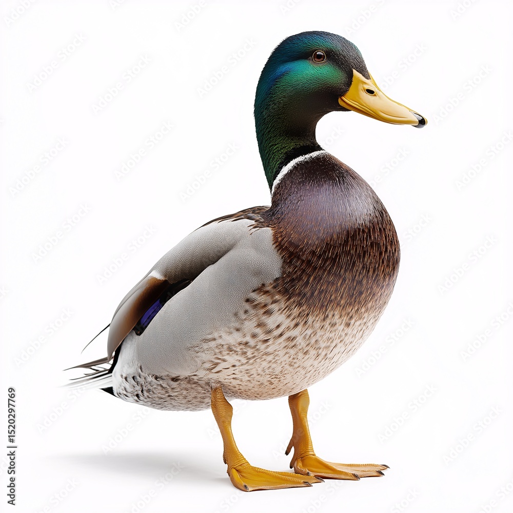 Fototapeta premium Mallard Duck on Pond. Beautiful Waterfowl with Greenhead in Natural Habitat - Wildlife Photography and Ornithology Enthusiast's Dream
