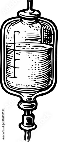 Sketch of an IV infusion bottle used for delivering fluids and medications