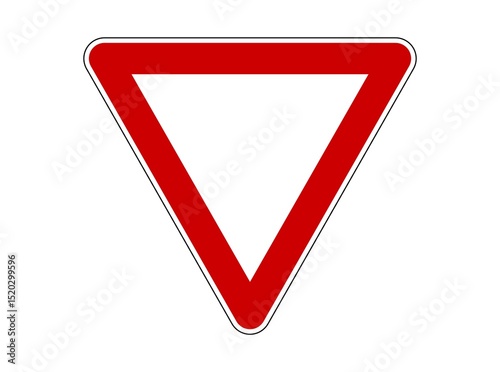 Free Download Give way triangle road sign isolated on white background, front view, close-up photo
 - GFXLoad