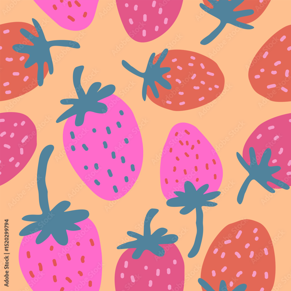 Cute strawberry fruits pattern background vector design Cute strawberry fruits pattern background vector design