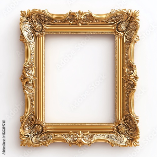 Opulent Gold Ornate Frame. Vintage Baroque Style for Luxurious Home Decor and Picture Display