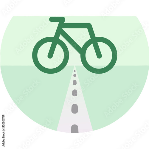 Green Bicycle Icon with Dotted Path on Light Green Background